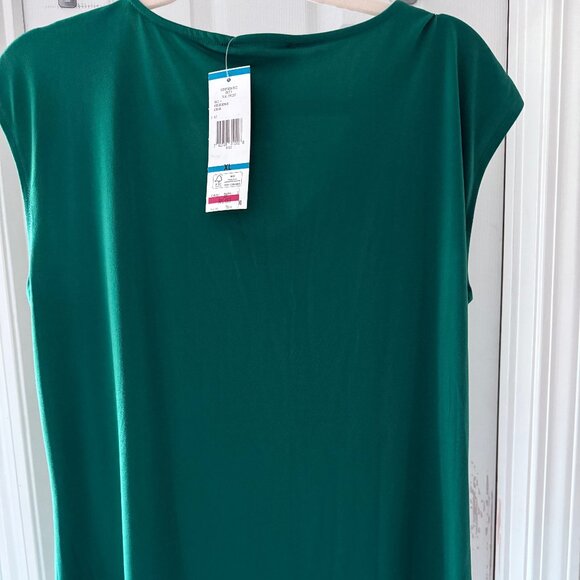 JONES NEW YORK Signature Silky Green Blouse - Draped Neckline - Size XL - NWT - Picture 2 of 4